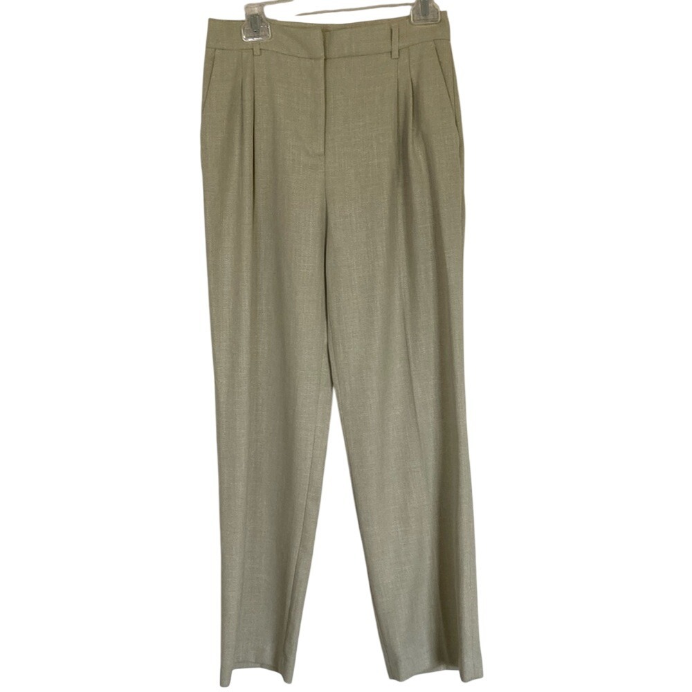 House of Harlow 1960 Womens Wide Leg High Rise Pleated Trouser Pant Size 6 Green